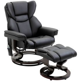 Massage Recliner Chair with Ottoman, 10 Vibration Points, Adjustable Backrest, Remote, Black
