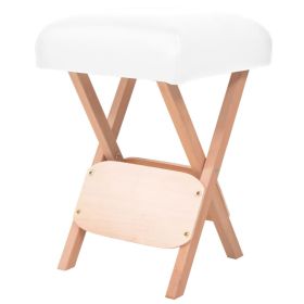 Folding Massage Stool White PVC, solid wood Compact Foldable