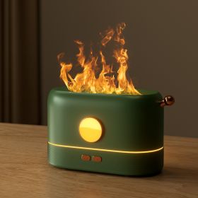 200ml Flame Humidifier Three Color LED Light Air Humidifier Smart Timing Electric Aromatherapy Diffuser Simulation Fire Effect (Ships From: China, Emitting Color: green)